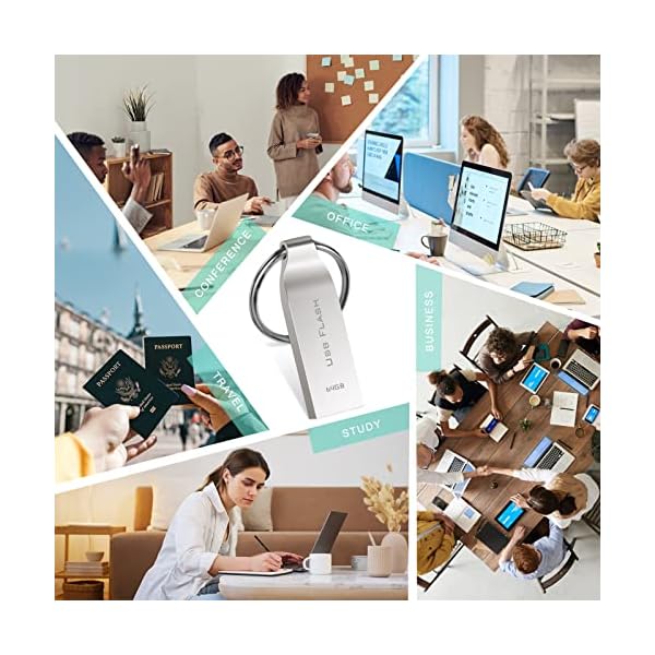 Kaulery USB Stick 64GB Wasserdicht Speicherstick 64GB Metall USB-Stick USB-Flash-Laufwerk mit Schlüsselbund für Computer… – Bild 9
