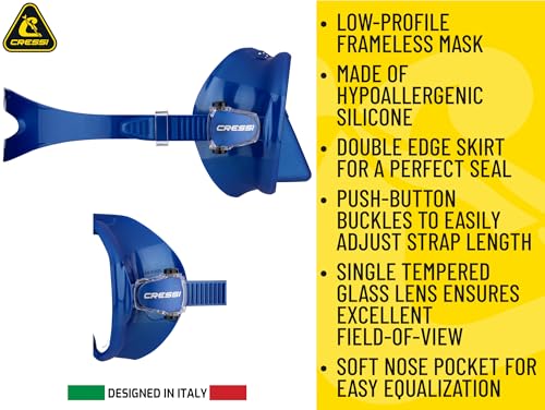 Cressi Adult Frameless Diving Mask - Wide View Mono Lens - Low Internal Volume - Pure Soft Silicone - Z2: Diseñada en Italia por Cressi miniatura 4