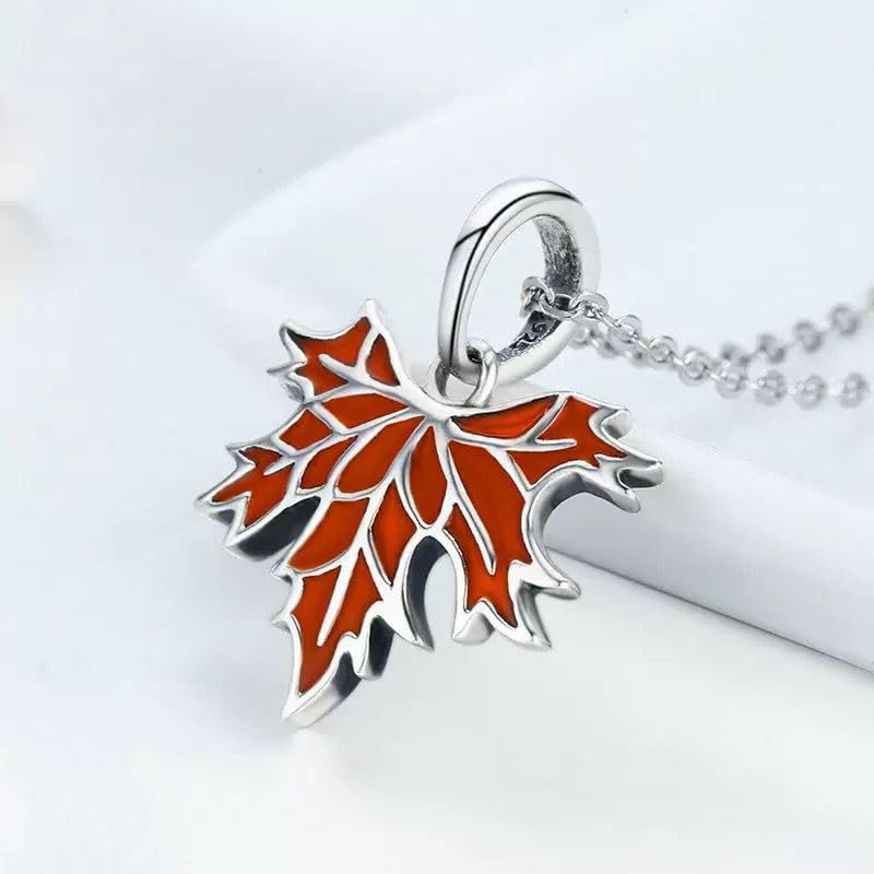 Autumn Maple Dangle 925 Sterling Silver Maple leaves Charm Beads for Charms Bracelet & Necklace2
