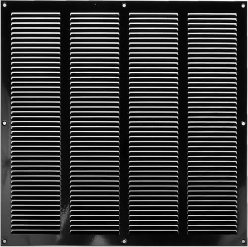 Vent Systems 16'' x 16'' Inch (Overall Dimensions) Black Metal Air Vent Cover - Louvered Rectangular Return Grill with Built-in Protective Mesh Screen - HVAC Ventilation Grille for Home Improvement