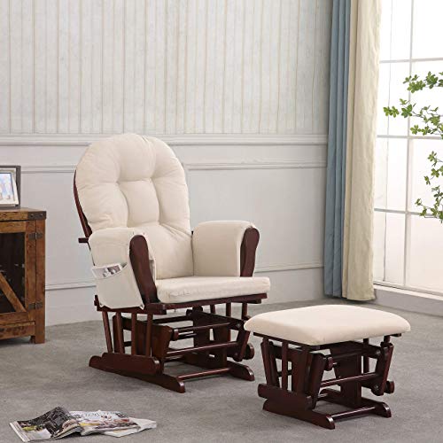 Image of REJOICE HOME Atoll Glider with Ottoman, Espresso/Beige