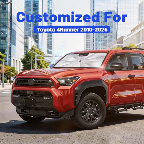 Image of Car Windshield Sun Shade for Toyota 4Runner 2010-2026 -[Reflective Coated Fabric] Sunshade Umbrella for Front Window, Car Shades Sun Visor Keep Car Cool and Protects Interior, 1:1 Exact Fit