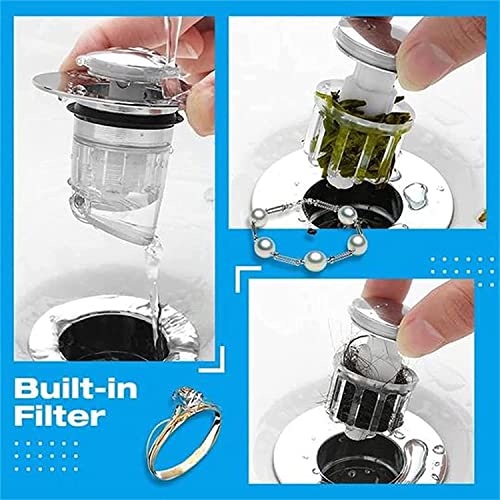 ZZHFC Triple Blockade Pop Up Sink Stopper,Upgraded Universal Bathroom Sink Stopper,Stainless Anti-Odor And Anti-Blocking with Detachable Basket Stopper, Use for Kitchen And Bathroom