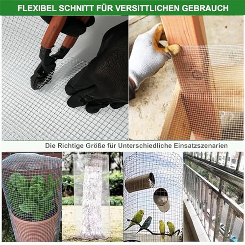 YAGJIA Wühlmausgitter 1m x 10m, Volierendraht 12.7mm x 12.7mm, Maschendraht Drahtgitter verzinkt, Metallgitter als Hasendraht Kaninchendraht Hühnerdraht, 0,7mm