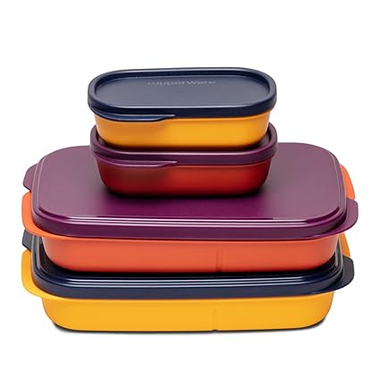 Tupperware Mylunch Liquid-Tight Lunch Box 590ml 2pc, Plastic, Multicolor