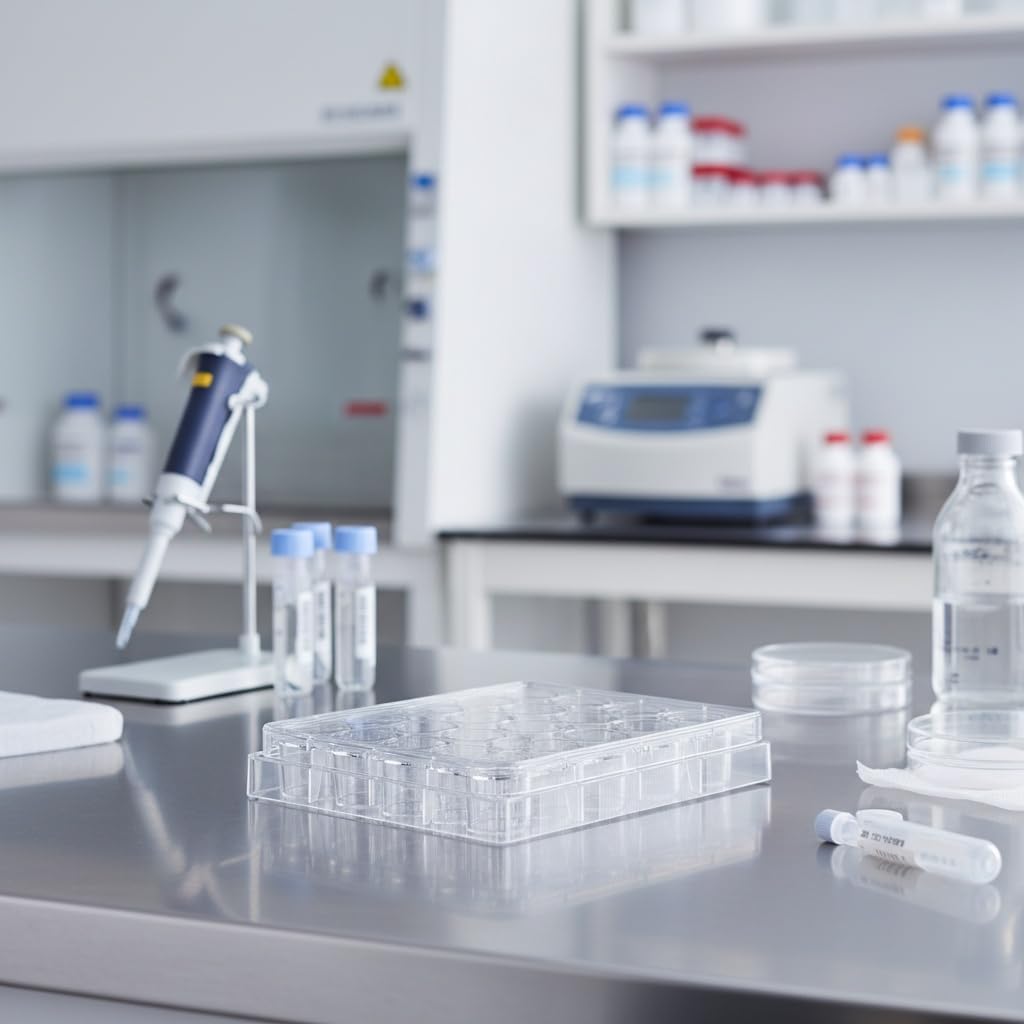 24 Well Tissue Culture Plate,Pill Filling Tool Plastic Tube Rack with Lid for Lab Equipment Cell Growth and Assays