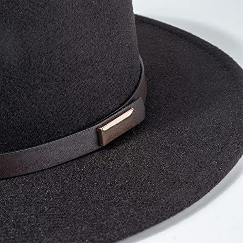 DRESHOW Fedora-Hut mit breiter Krempe für Damen Gürtelschnalle Retro-Panama-Schlapphut – Bild 3