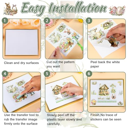 Gisgfim MM1497 12 Sheets Rub On Transfers For Crafts And Furniture Easter Rub thumb #2