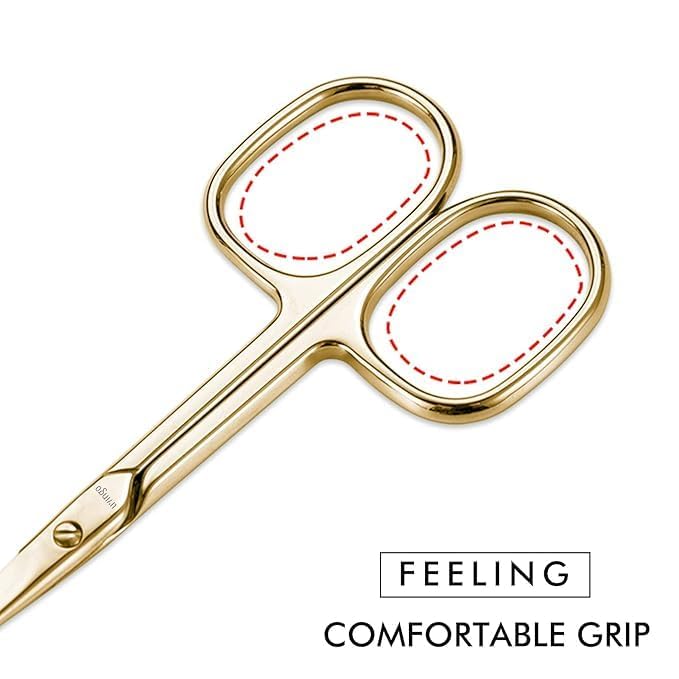 KIRA Cuticle Scissors Extra Fine Curved Blade, Professional Manicure Scissors, Multi-purpose Stainless Steel Small Scissors With Pointed Tip Beauty Grooming Kit (Gold) 3