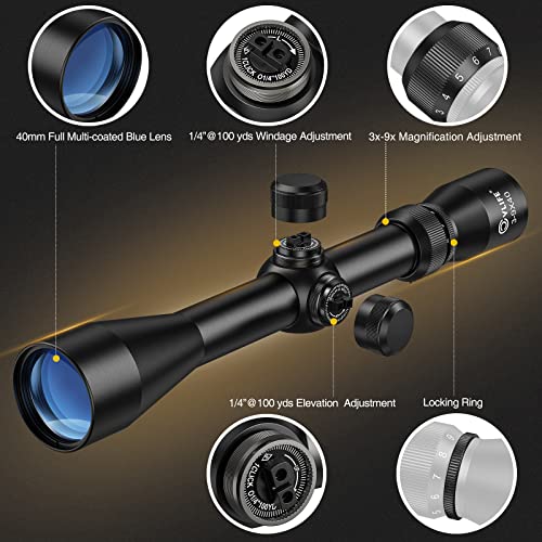 CVLIFE 3-9x40 Crosshair Scope with Mounts