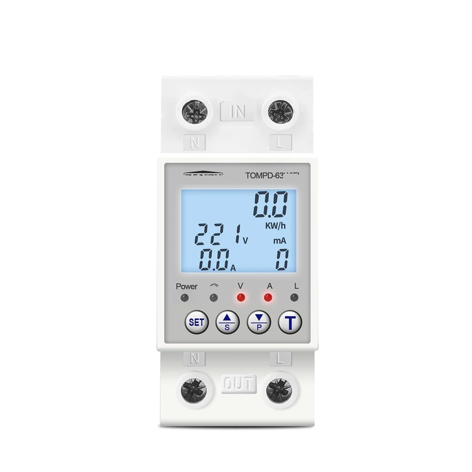 JNVFTCUX 110V 220V 63A Circuit Breaker Energy Meter Timer with Voltage Current and Leakage Protection(No Backlight)