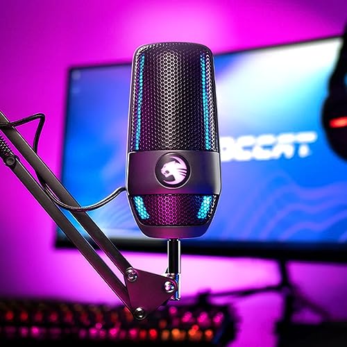ROCCAT Torch USB Microphone, Studio-Grade Audio, PC Computer Gaming Wired Mic, RGB AIMO Lighting with Indicator, For Streaming, Recording, Podcasting, Quick Mute, Boom Arm Compatible, Black - Image 6