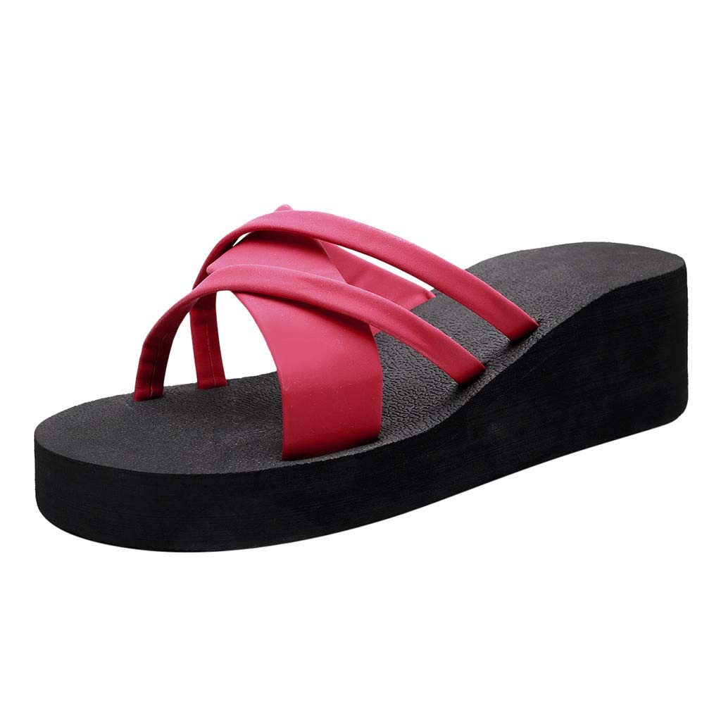 Womens Sliders Wedge Platform Slippers Bow Ladies Sandals Summer Sandals  peep Toe Beach Non Slip Shoes Breathable Open Toe Wedge Slippers Beach Shoes - Main Image