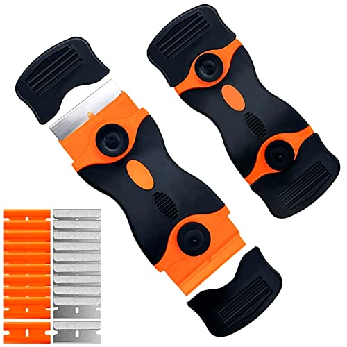 YEHOLDING Rasqueta vitroceramica, con 10 cuchillos de acero y 10 de plástico, raspador profesional...