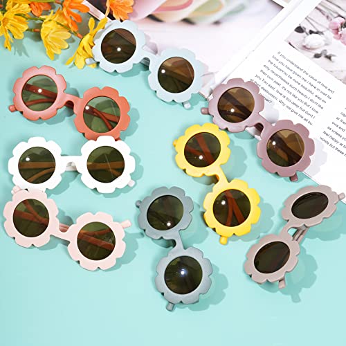 12 Pieces Kids Sunglasses, Round Flower Shaped Sunglasses Colorful Girls Sunglasses for Outdoor Beach Party Accessories3