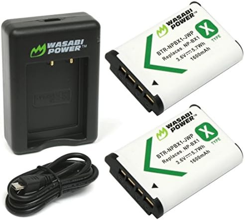 Wasabi Power NP-BX1 Battery (2-Pack) and Dual USB Charger for Sony NP-BX1/M8, ZV-1, ZV-1 II, Cyber-Shot DSC-HX95, HX99, HX350, RX1, RX1R II, RX100 (II/III/IV/V/VA/VI/VII), FDR-X3000, AS300, and More