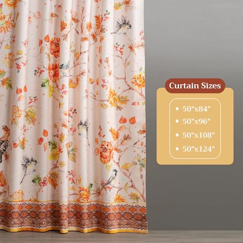Image of Maison d' Hermine Curtains for Living Room 100% Cotton 96 inch Length One Panel Light Filtering Curtains for Windows with Rod and Loop Pockets Spring Summer (Kelim - Prairie, 50 inch W x 96 inch L)