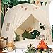 Sumbababy Large Teepee Tent for Kids: with Star Lights & Flags - Tent for Kids Indoor Kids Teepee for Boys & Girls - Playhouse Inside Canopy Bed for Playroom Gift Toys (Cream)
