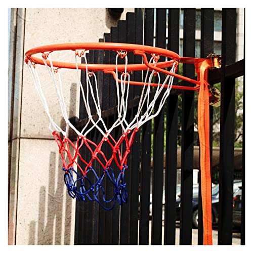 Heavy Duty Wall Mounted Basketball Hoop Mount Outdoor Basketball Rim Set, Professional Hanging Basketball Hoop with All Weather Net, Kids & Adults Fitness Equipment, for Railing Tree Pole Poolside(Ora