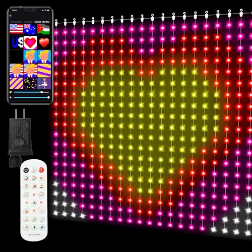 Ariswill Smart Curtain Lights 400 LED, Color Changing Curtain Lights 6.6ft*6.6ft with APP&Remote,Dynamic DIY Fairy String Light for Bedroom Living Room Backdrop LED Halloween Chrismas Light Decor