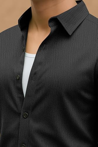 Image of Popcorn Textured Shirts for Men Black M