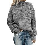 ARbuliry Frauen Pullover Rippenpullover, Winter Warme Rollkragenpullover mit hoher Elastizität Einfarbige, lockere Pulloverbluse für den Herbst Winter