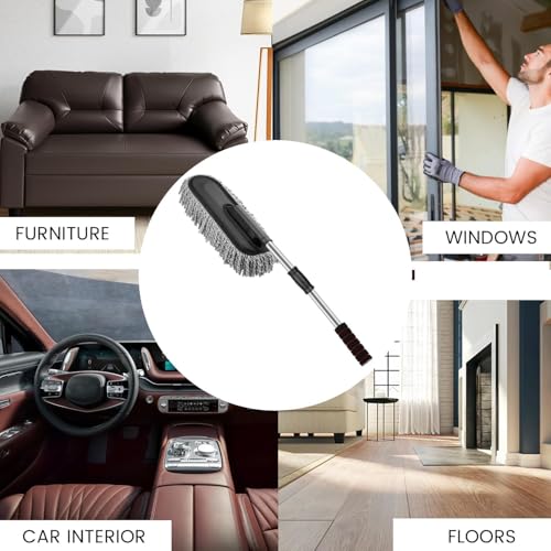 Image of Microfiber Car Duster Exterior for Car Cleaning with Extendable Handle, Super Soft Microfiber Duster Scratch Free Cleaning Car Duster,Multiple Use Home and Car Dust Cleaner (Pack of 1)