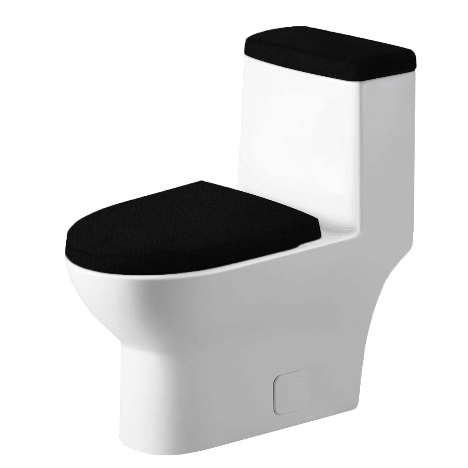 DRBIT Toilet Tank Lid Cover Stretch Velvet Toilet Lid Seat Cover Set Elastic Toilet Covers Set Wear Resistant Toilet Lid Cover and Toilet Tank Lid Cover Machine Wash for Bathroom Home(black)