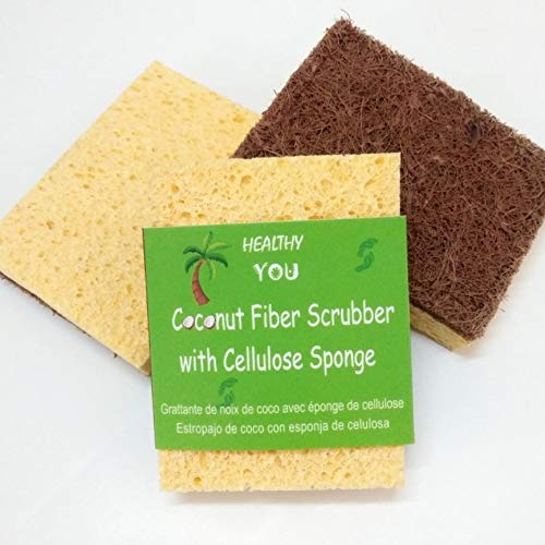 HEALTHY YOU Eco Friendly and Durable Coconut Kitchen Scrub Pads with Cellulose Sponges (Yellow) - 4 Pieces Pack (B08L4LV7J2) Amazon Price History, Amazon Price Tracker