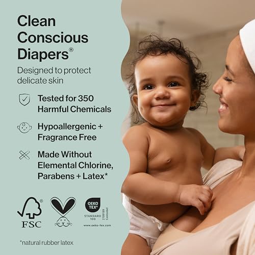 the honest company clean conscious diapers for delicate skin up to 100 leakproof hypoallergenic fragrance-free baby diapers girl prints super club box size 4 2237 lbs 104 count prints vary
