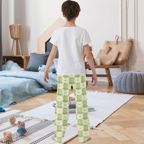 Boy's Pants Cute Cartoon Animal Frog Jogger Pants Elastic Waist Long Bottoms Trousers with Pockets 6-14 Years3