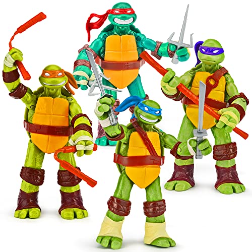 Amazing Ninja Turtles Set of 4 PCS - Exclusive Teenage Mutant Ninja Turtles Action Figures â€“ Includes Leonardo, Raphael, Donatello, Michelangelo â€“ Mutant Ninja Set Best Gift for Kids