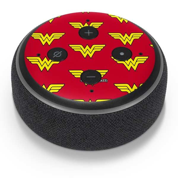 Skinit Decal Audio Skin Compatible with Amazon Echo Dot 3 - Officially Licensed DC Comics Wonder Woman Logo Pattern Design