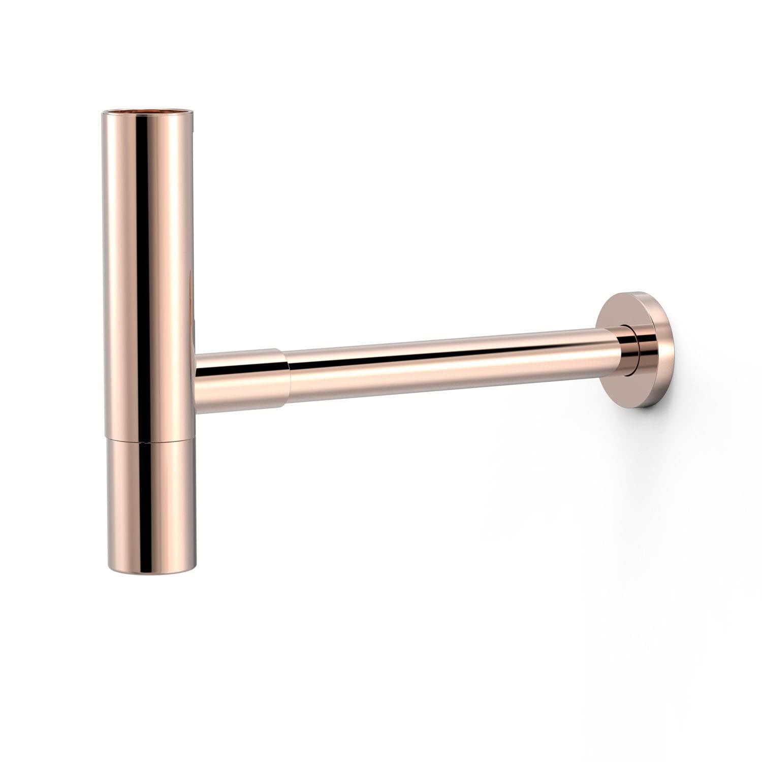 Tres 16110342OP COMPL_GRIFERIA Sifón Telescópico Redondo Inspeccionable con Faldón para Lavabo Oro Rosa 24K