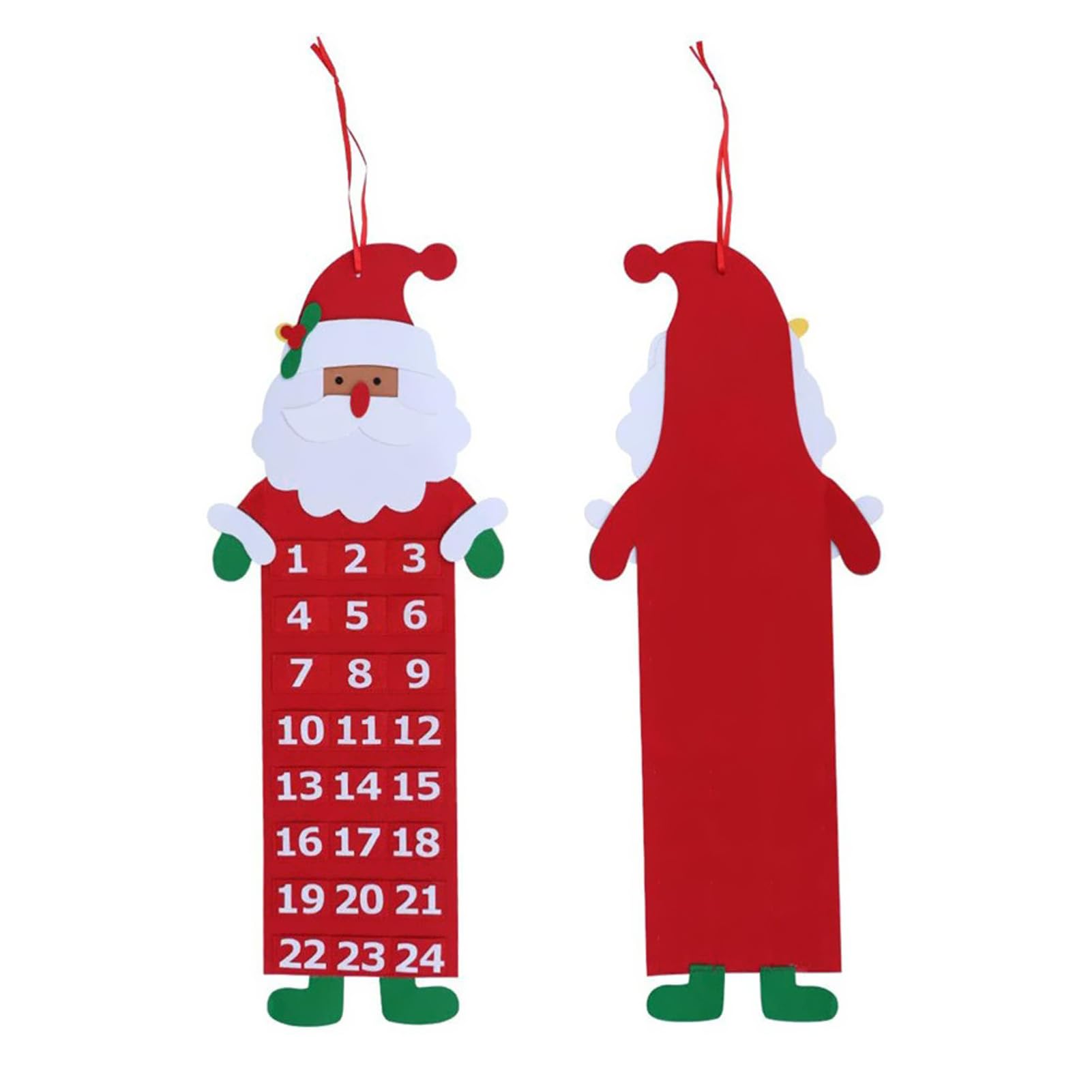 LIBOOI Santa Christmas Advent Calendar 2024, DIY 3D Felt Hanging Advent Calendar Reusable Countdown to Christmas Calendar for Kids Christmas Decorations Gifts