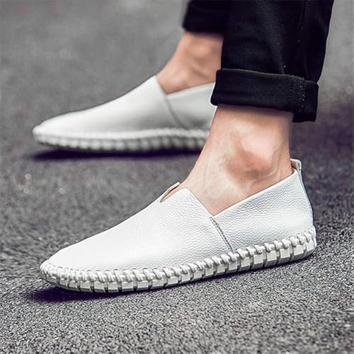 Men's Genuine Leather Slip-On Loafers Handmade Perforated Breathable Casual Driving Shoes4
