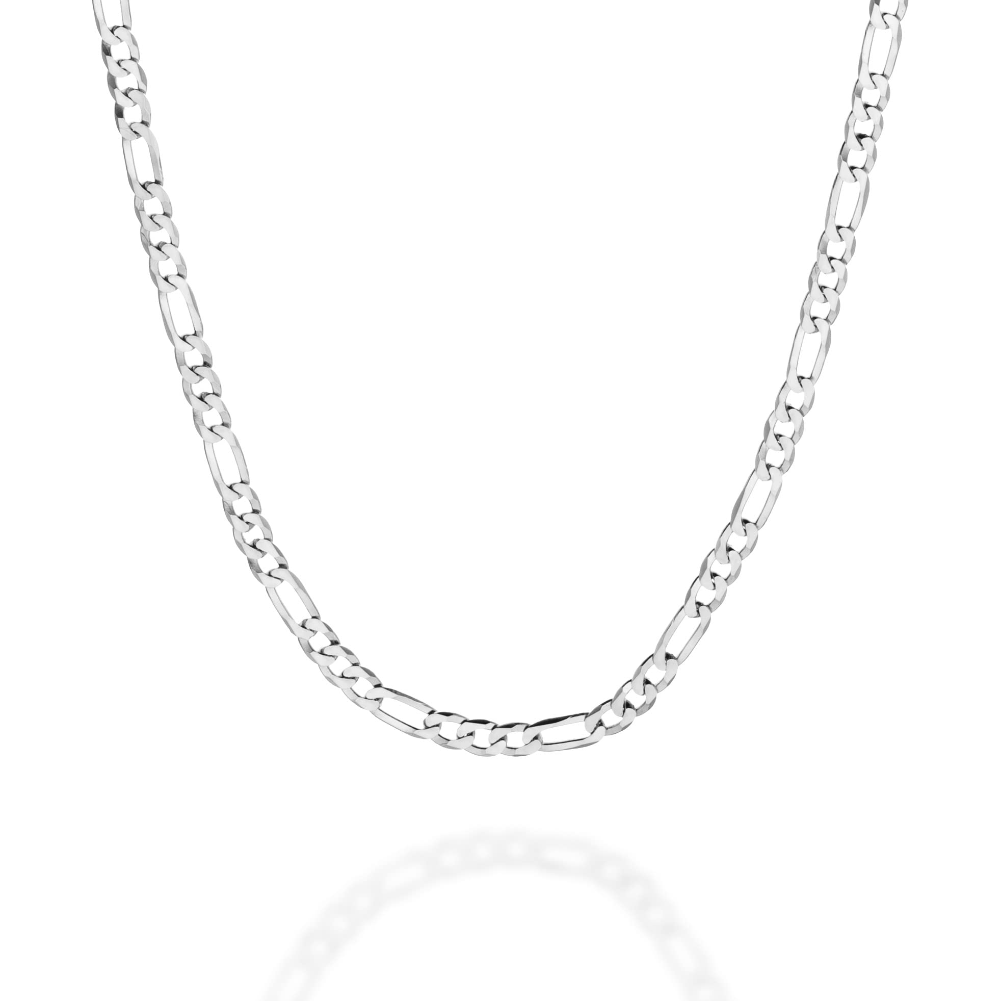 QUADRI - Halskette Herren Silber 925 - Figarokette - Geschenkidee | Breite 3.5 mm - Länge 41-61 cm - mit Verlängerung 5 cm - Vergoldet - Made in Italy