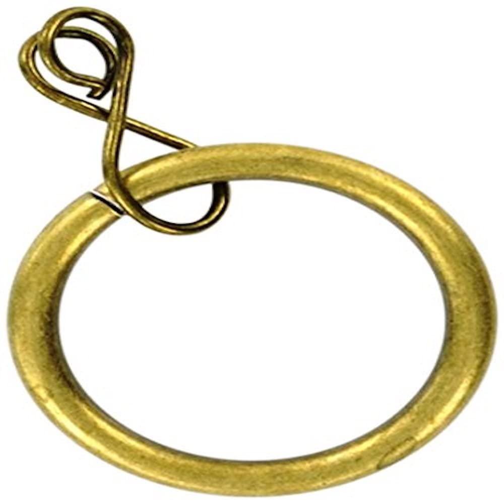 Merriway Brass Bh03219 (8 Pcs) Metal Curtain Drapery Pole Rod Rings With Loose Eye, Inner Diameter 25Mm (1 Inch) Outer Diameter 32Mm (1.1/4 Inch) Antique - Pack Of 8 Pieces