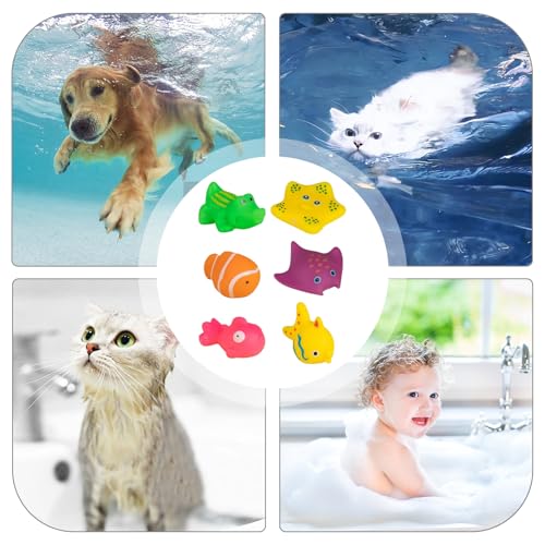 qixeuoa Katzen Pool Wasserspielzeug,Wasser Poolspielzeug Für Katzen,6 Stück Schwimmendes Pool Quietschspielzeug,Für Den Innen Und Außenbereich,Garten,Schwimmbad,Fluss