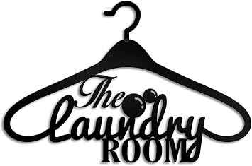 Kas Home Laundry Room Decor, Rustic Vintage Metal Wall Art Decoration Hanging Decor for Laundry Room Home Bedroom Hotel Backdrop Decor Black-L, 10x15 inch