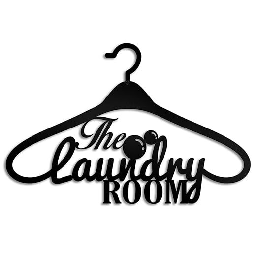 Kas Home Laundry Room Decor, Rustic Vintage Metal Laundry Room Wall Art Decoration Hanging Decor for Laundry Room Home Bedroom Hotel Backdrop Decor (Black-L, 10x15 inch)