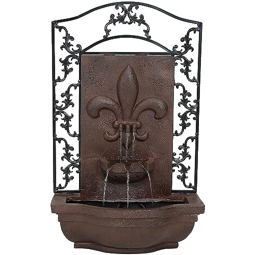 Image of Sunnydaze French Lily 33-Inch Electric Outdoor Wall Water Fountain - Iron