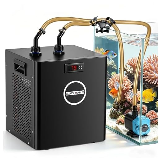 BAOSHISHAN 79gal Aquarium Chiller, 1/3 HP Axolotl Cooler, Special Quiet Design Refrigeration Compressor for hydroponics, Coral Reef, Fresh & Salt Tank (79gal/300L)
