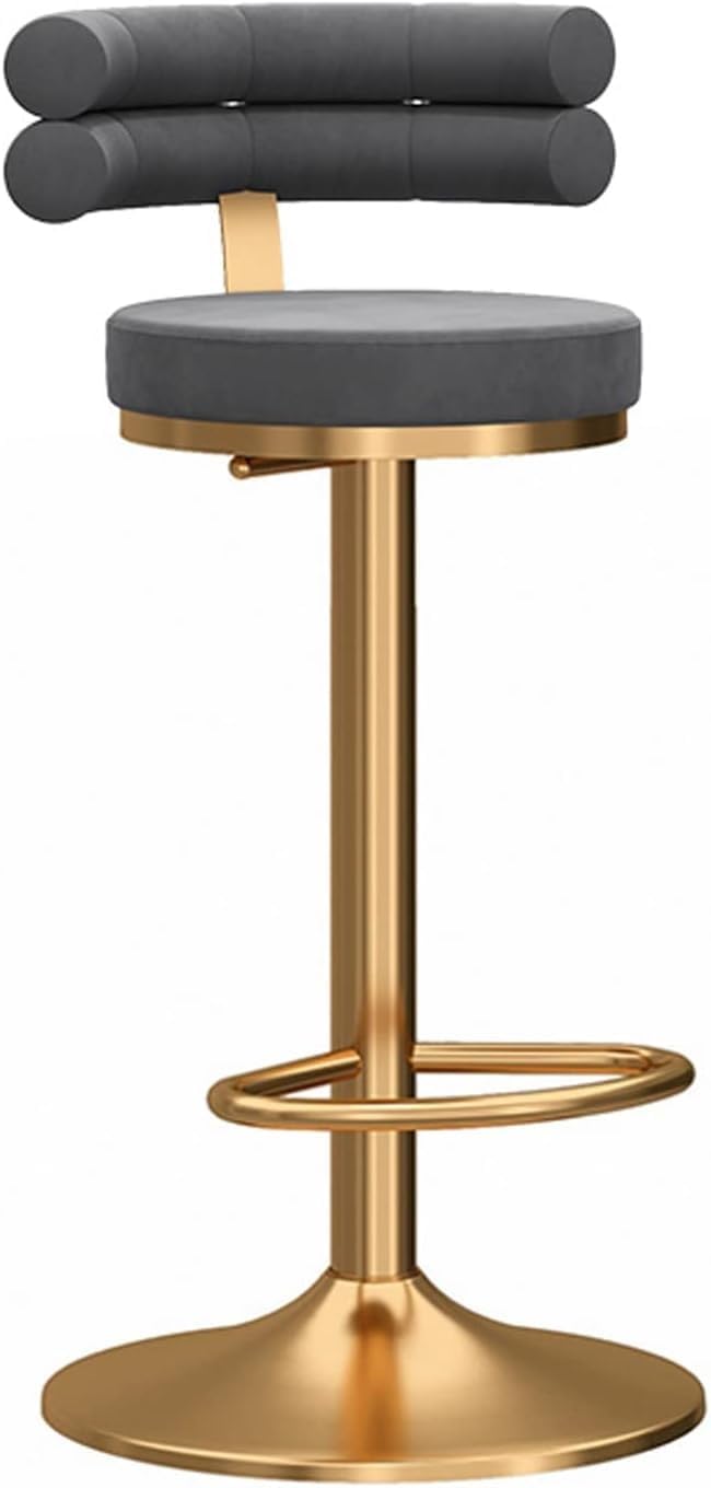 DZYHFCO Velvet Bar Stool with Backrests Adjustable Height Breakfast Bar