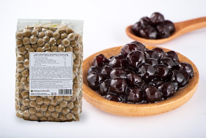 EasyCookAsia Perles de tapioca | Perles de Boba | 4 x 200g | De véritables perles fraîches de tapioca Boba de Taïwan pour ton Bubble Tea parfait