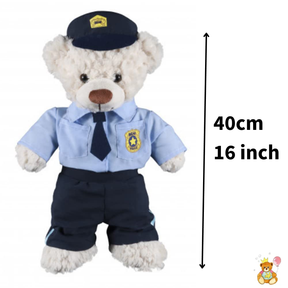 Tenue de police bleue – 40 cm – Ours en peluche – Ours non inclus