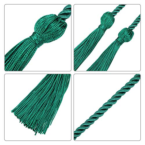 Image of TecUnite Graduation Cords Honor 2026 Polyester Yarn Decorative Garland Twist Ties with Tassels for Bachelor Gown Graduation(Green)