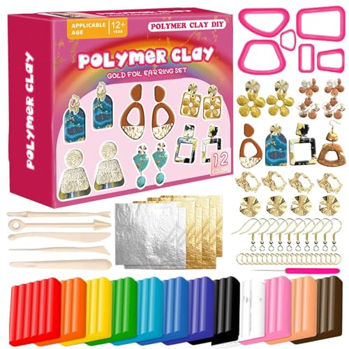 Kit de manualidades con aretes de arcilla 148X: suministros para hacer joyas de polímero, artes y juegos completos de bricolaje, creación estética para adolescentes a partir de 12 años y adultos, capa