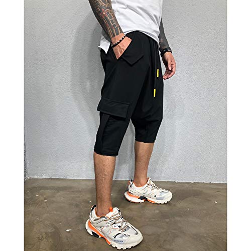 Ouruikia Men Casual Capri Pants Baggy Harem Pants Hip Pop Pants Sweatpants Loose Fit Drop Crotch2
