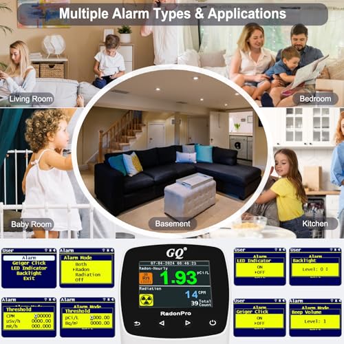Gq RADONPRO Radon Detector Radon Pro 2-In-1 Radon Monitor Nuclear Radiation Detector Geiger Counter Simultaneously Detection Fast Accurate Color Simple Display Usa Design thumb #3